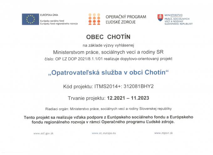 Opatrovateľská služba v&nbsp;obci Chotín